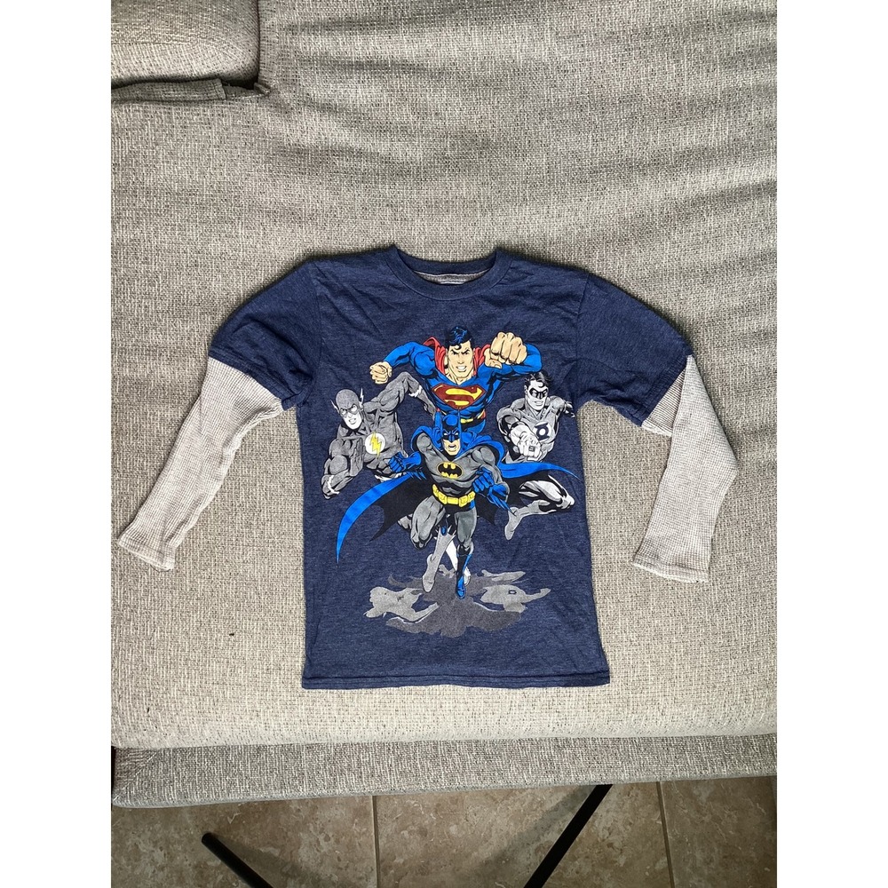 Justice League Graphic Tee Kids Size 5 Blue Good Layered Thermal Superman Batman